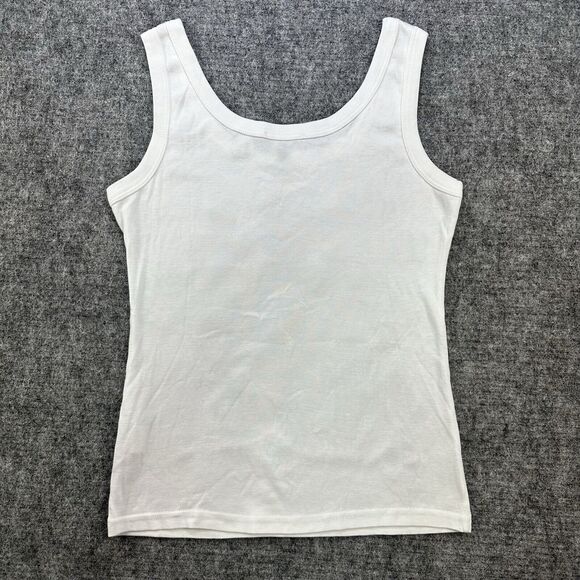 Paris Van Master Tank Top Women Medium White Silver Metallic Made in France Soft - Picture 6 of 12